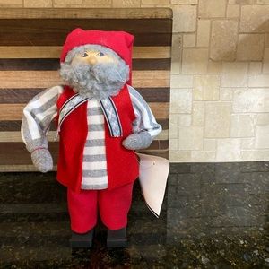 Festive Red and Gray Holiday Decor Santa Figurine